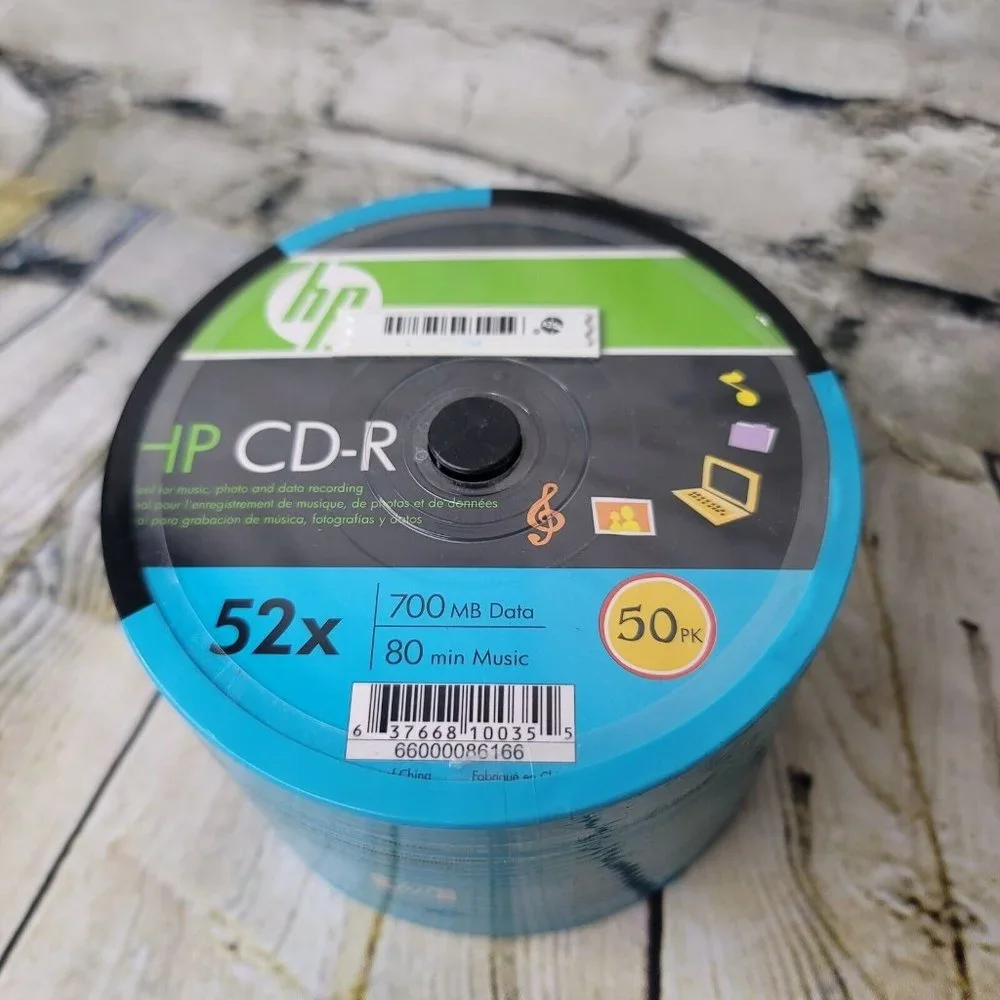 New HP 52X CD-R 700MB 80min Blue Branded Logo CDR 50pc Sealed
